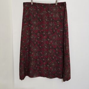 vintage‎ SAG HARBOR size 1X Knee Length Paisley Back Zip Skirt Red